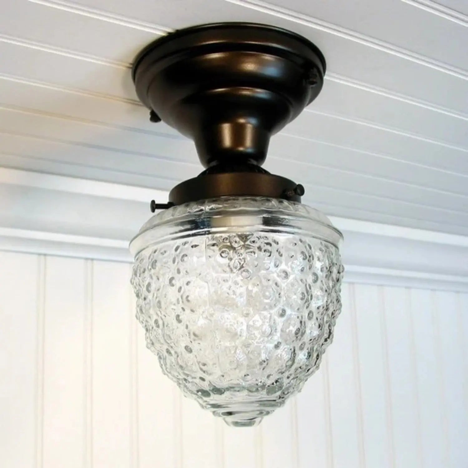 Antique Acorn Glass Flush Mount Ceiling Light | 5"